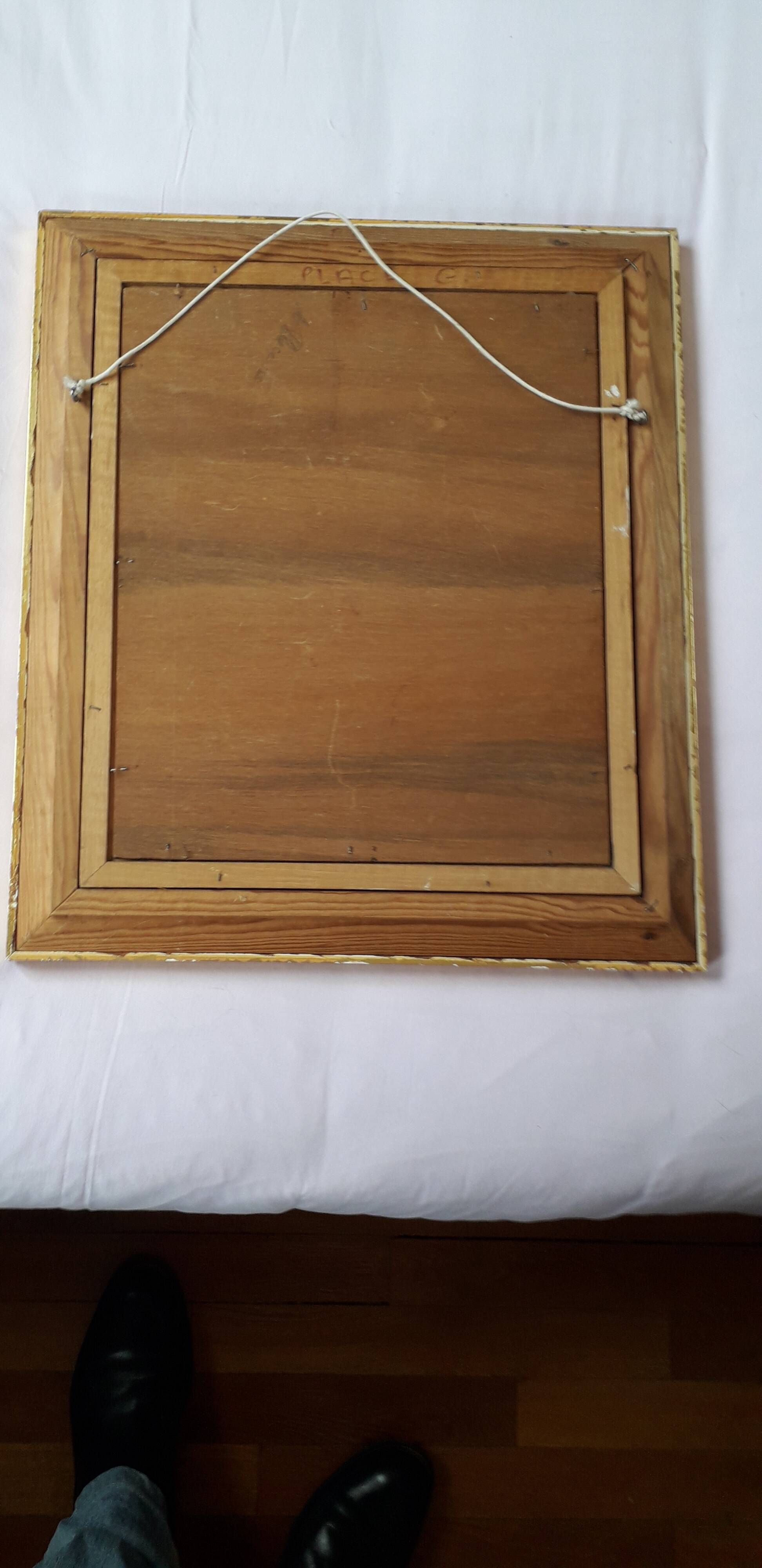 Antique oil painting depicting a marine scene.