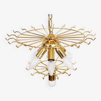 Italian chandelier in brass and smoked glass