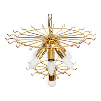Italian chandelier in brass and smoked glass