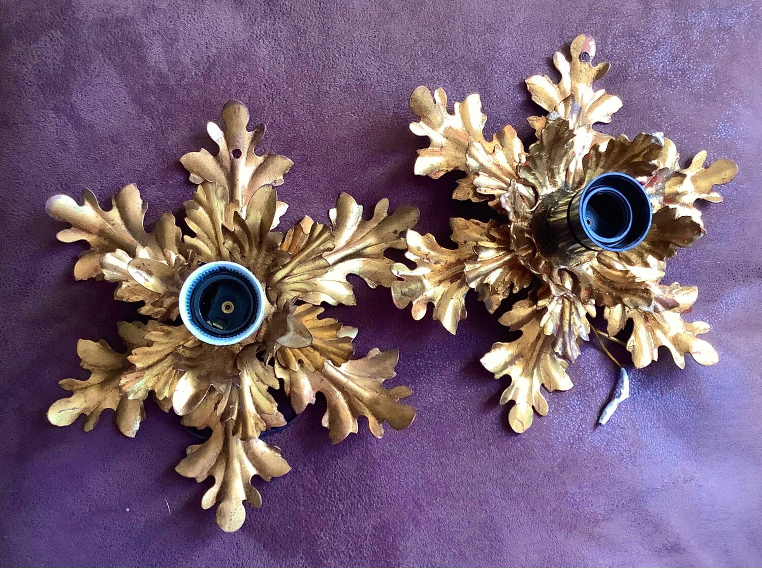 Hollywood Regency style Florentine wall lights