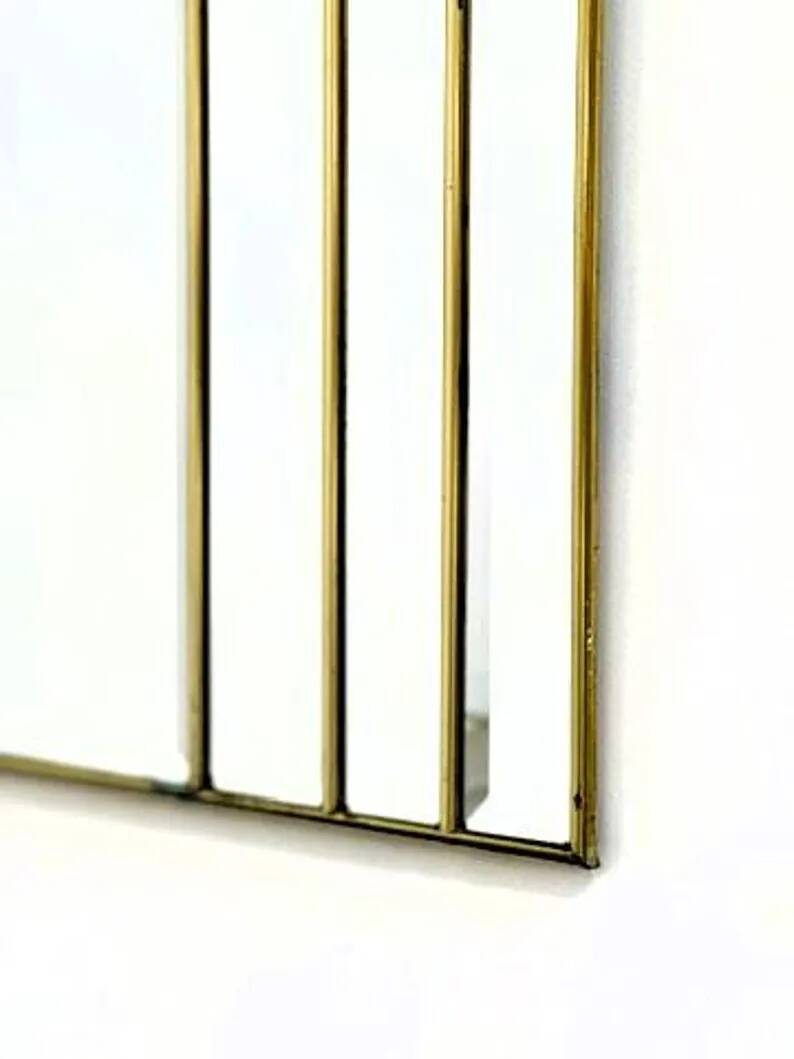 Vintage Art Deco Bevelled Mirror with Brass Trim, 1980s