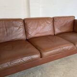 Vintage danish mid century mogens hansen 3 person cognac leather sofa 1960,s