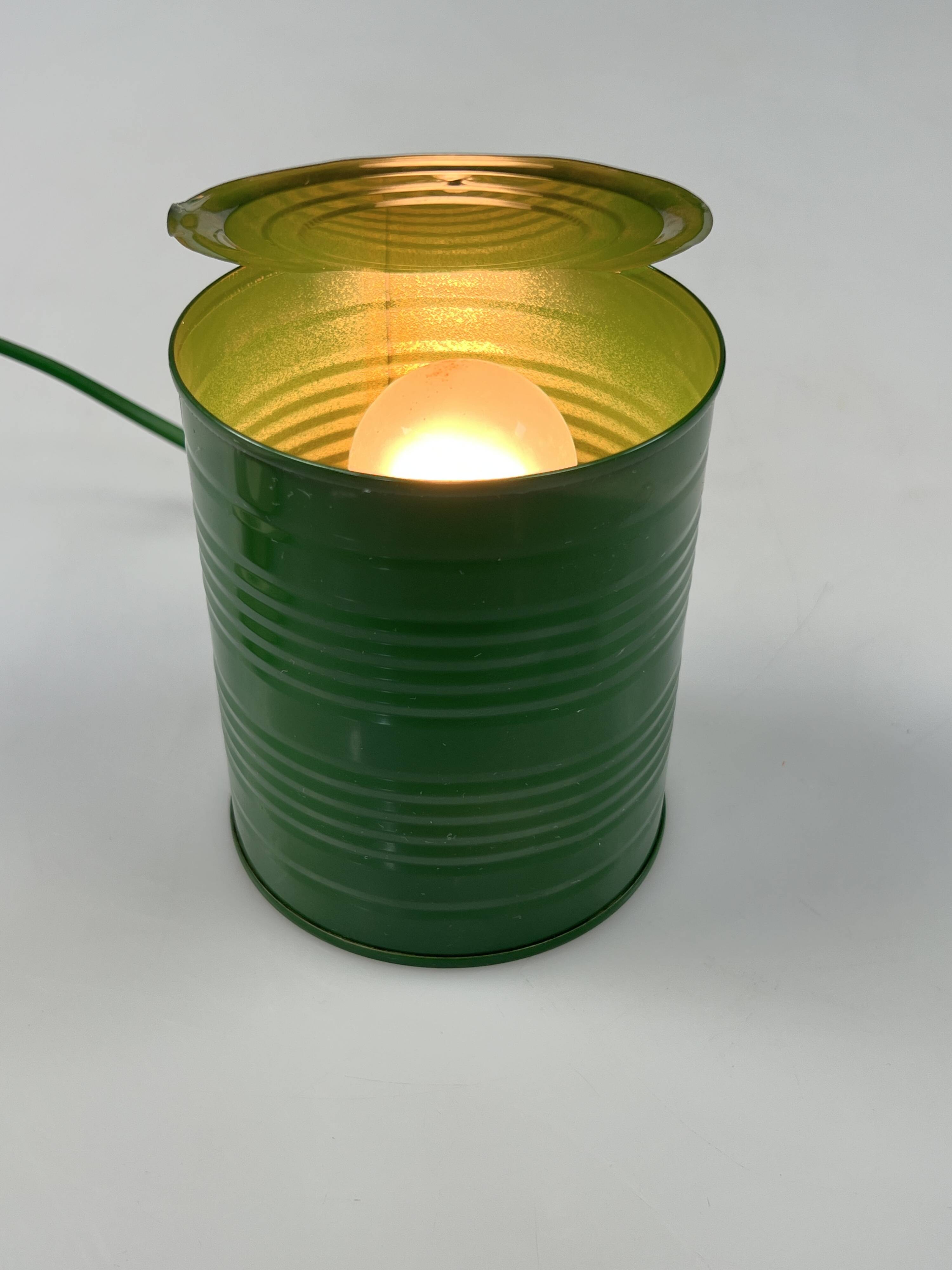 Vintage Green Tin Can Lamp, Ad Van Berlo, Vrieland Design, 1980s