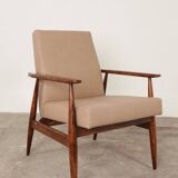 Scandinavian Lounge Chair Vege Leather Beige Classic Design Walnut Color Wo