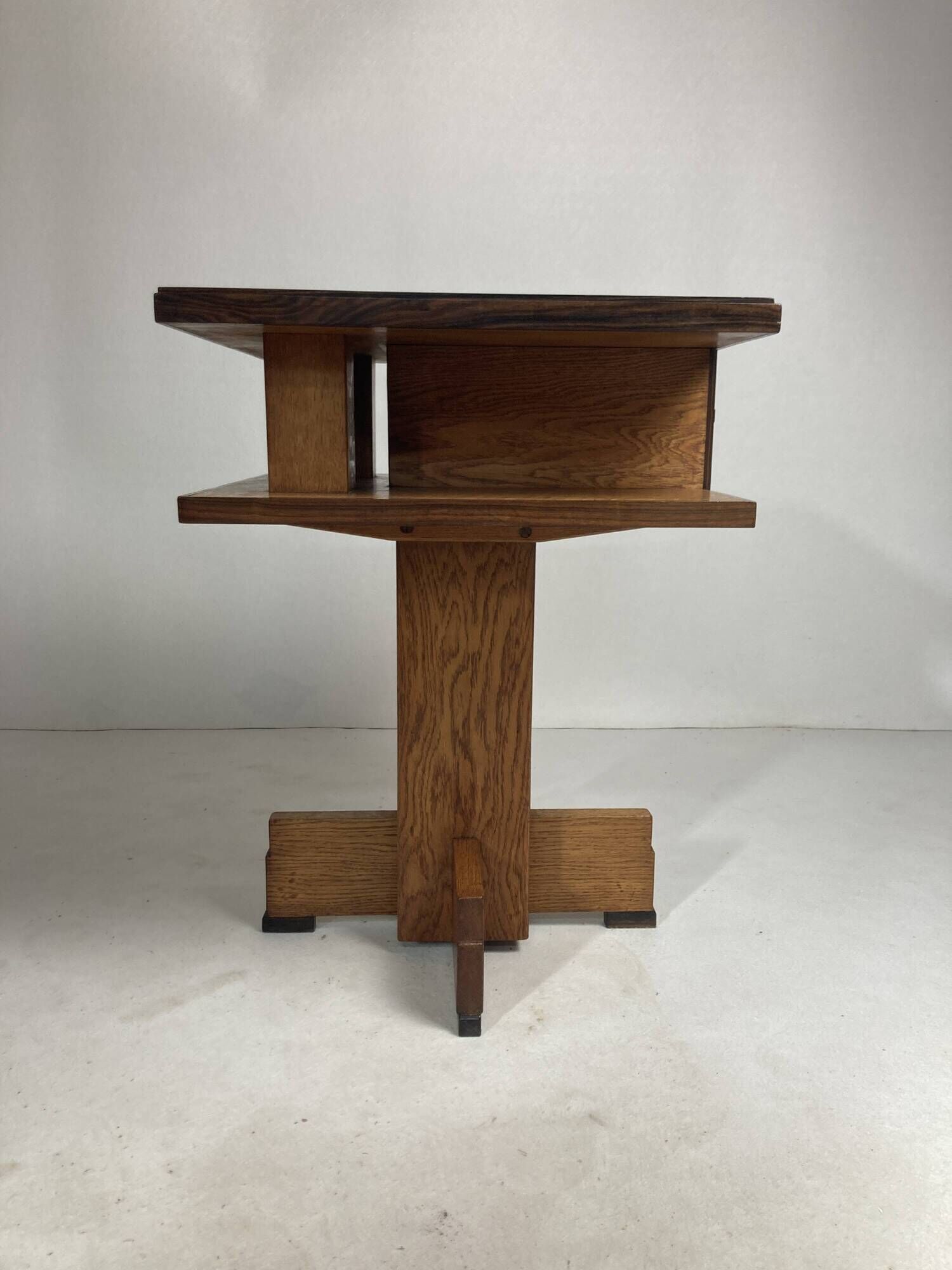 Dutch art deco Amsterdam school oak and coromandel side table, 1930s