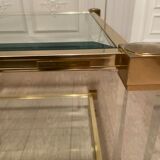 Table d’appoint plexi et doré, Pierre Vandel, 1970s