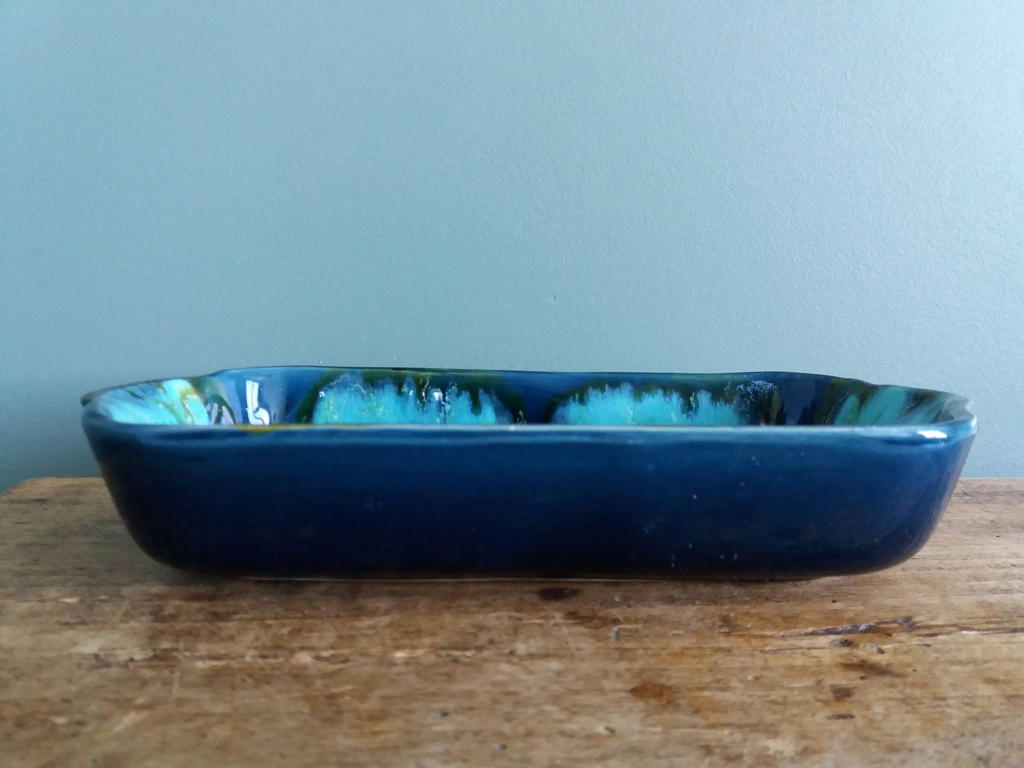 Vallauris stamped pocket emptier in flamed stoneware