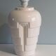 Vintage Ikea table lamp in white ceramic, Memphis style with black and white lampshade.