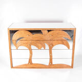 Rattan and mirror chest of drawers
