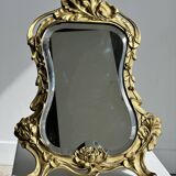 Art Deco style gilded bronze mirror with beveled glass H40cm