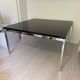 Square black lacquered coffee table designed by Tobia Scarpa for Knoll.