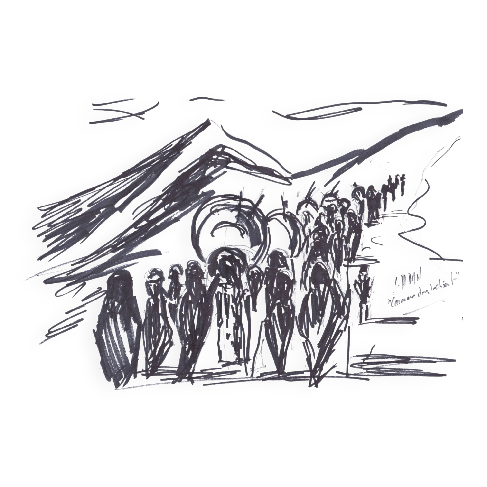 Painting or drawing in ink on paper 21 x 29.5 cm by Louis Alban Orientalist painter from Algiers.