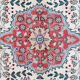 Handwoven oriental cream wool rug, traditional medallion carpet- 90x140cm