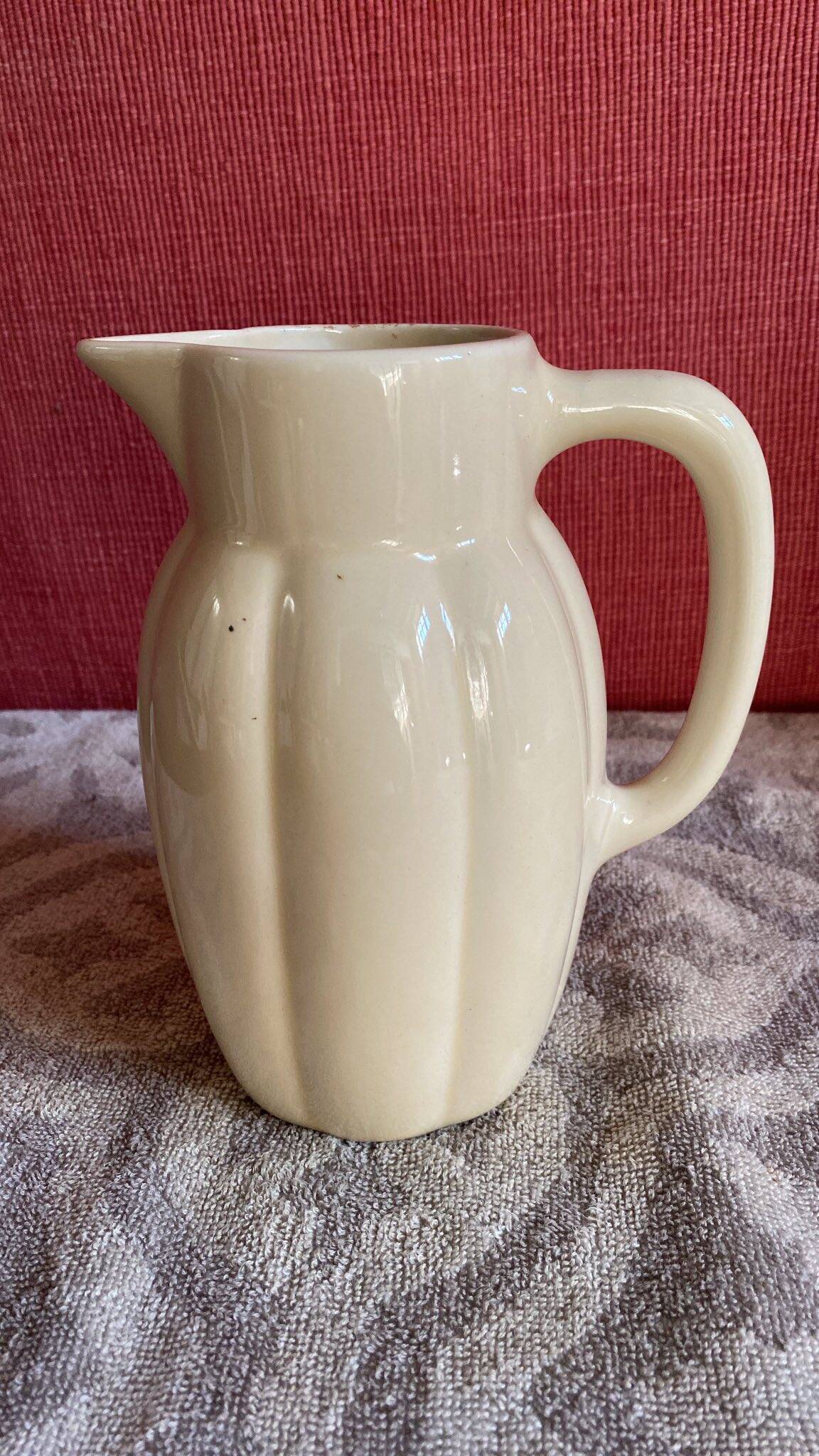 White Ceramic Pitcher 1950s