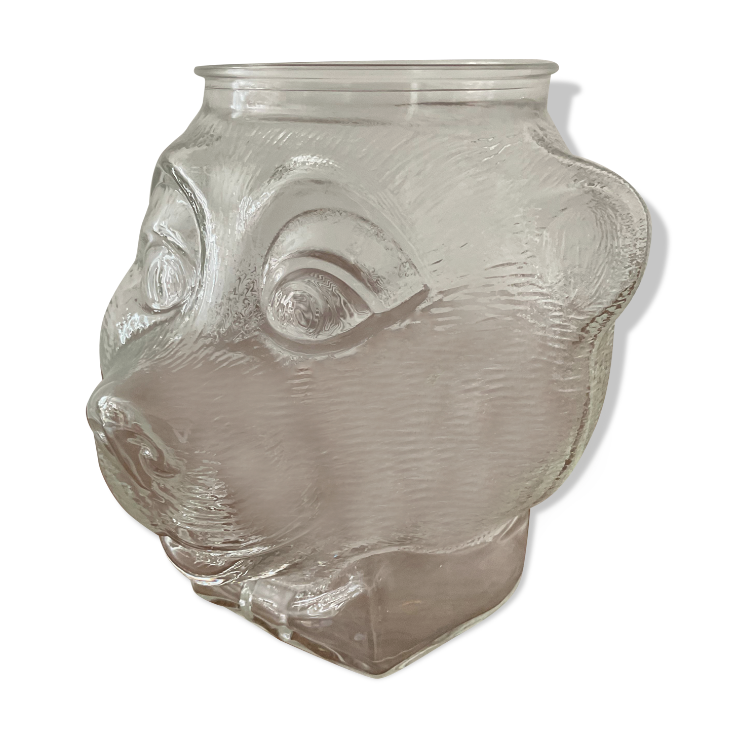 Vintage glass bear head jar France