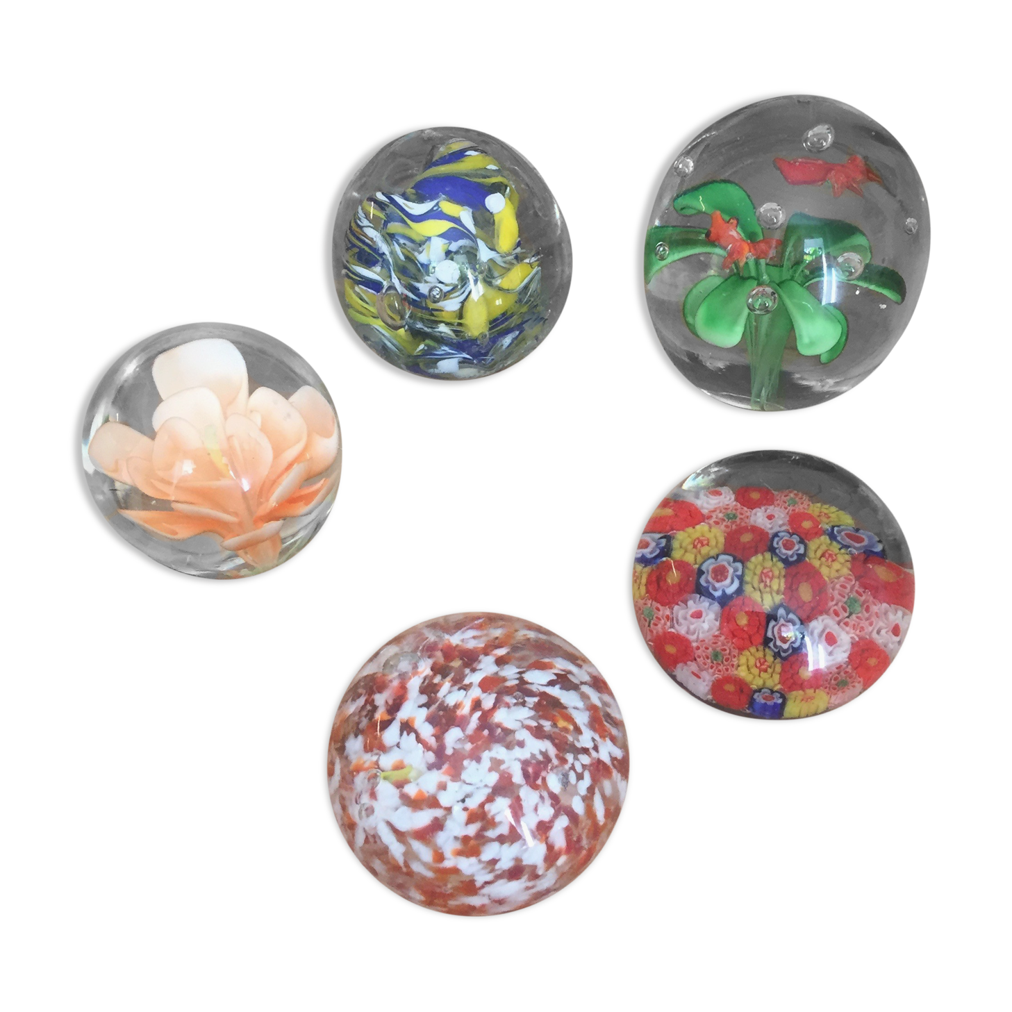 5 balls sulfide paperweight