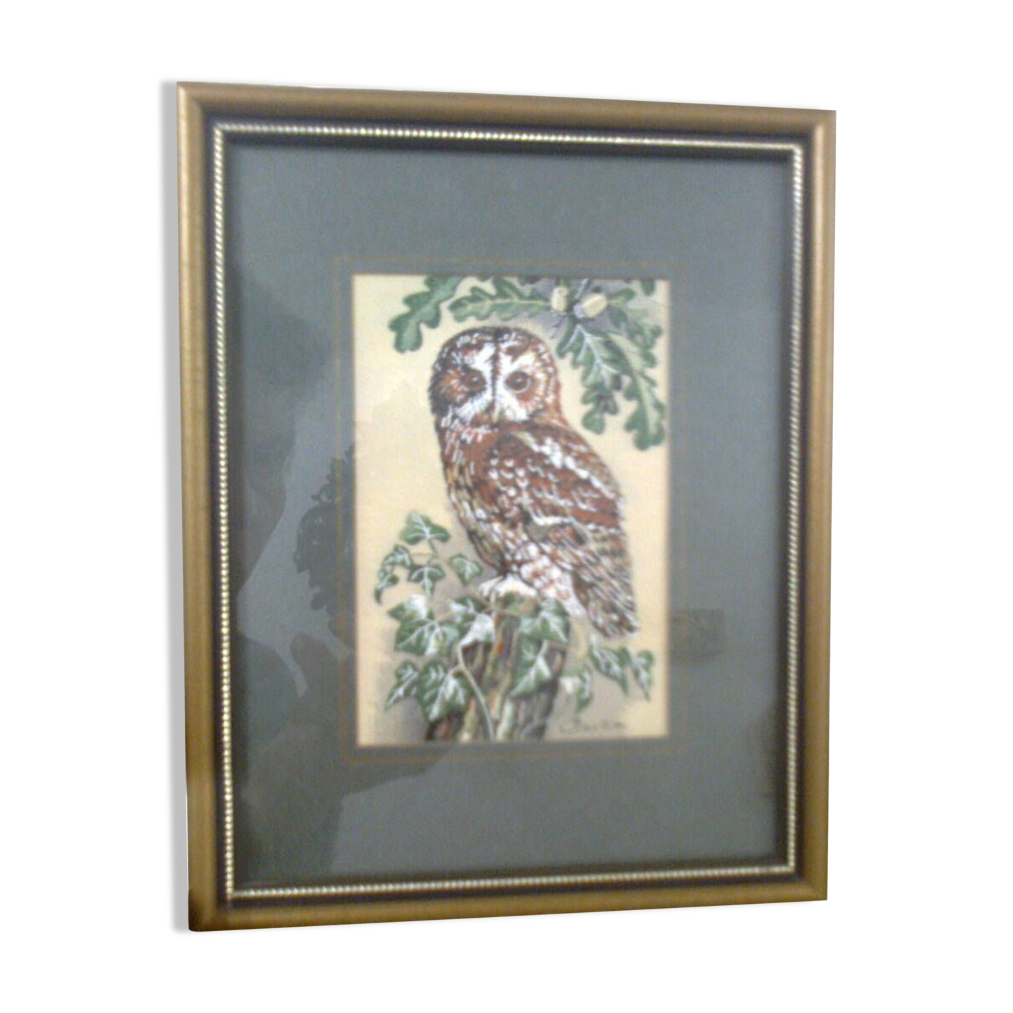 Owl pattern frame embroidered in silk, woven picture brand