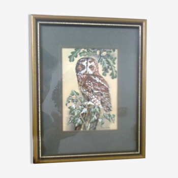 Owl pattern frame embroidered in silk, woven picture brand