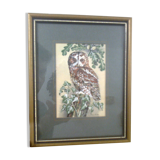 Cadre motif chouette brodée en soie, marque woven picture