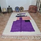 Handmade purple wool Berber rug 250 x 150 cm