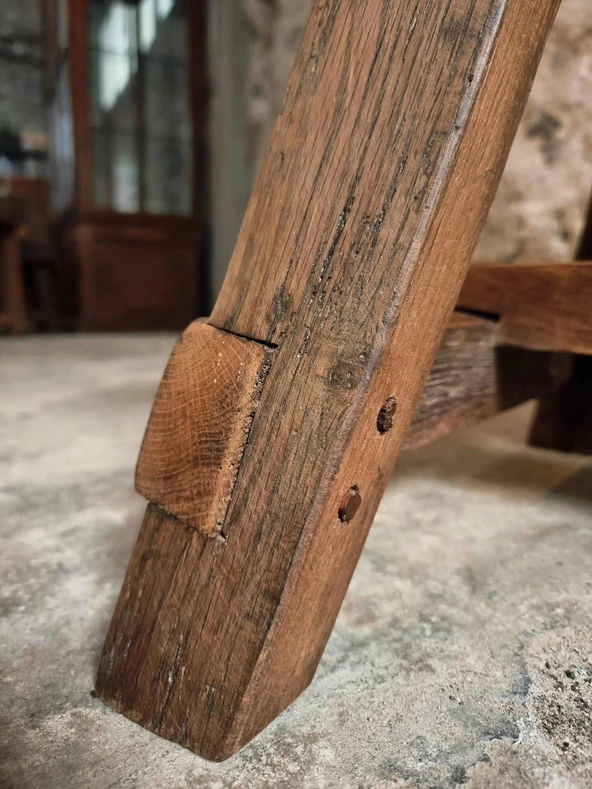 19th Century French Oak Farmhouse Bench - Handcrafted Rustic Work Table
