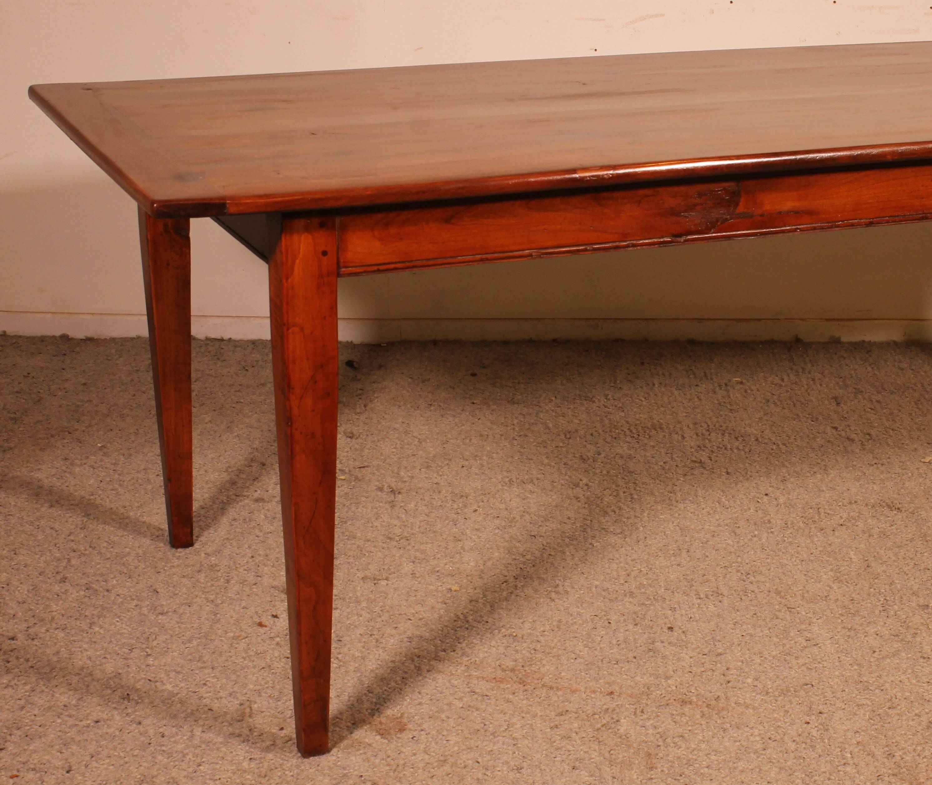 19th Century Refectorial Table in Cherry Wood with a width of 92cm