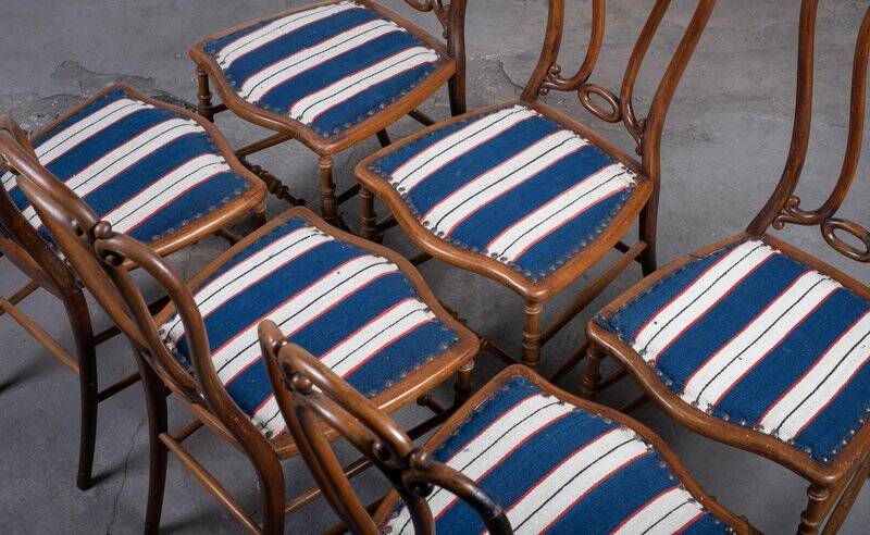 Art Nouveau Beech Café Chairs by W. Giessing, 1930s, Set of 6