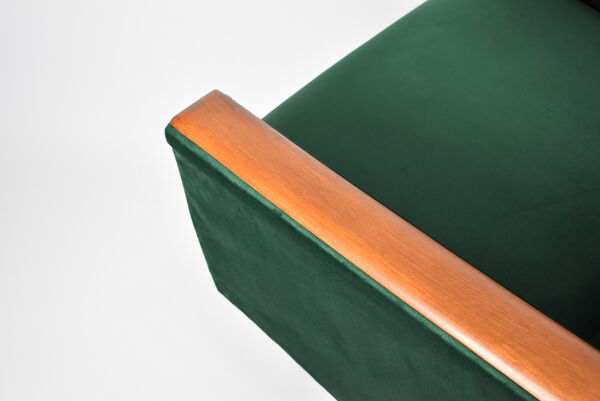 Fauteuil en velours vintage, 1970, couleur verte