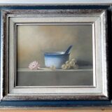 Still life with pot, grapes and anemone