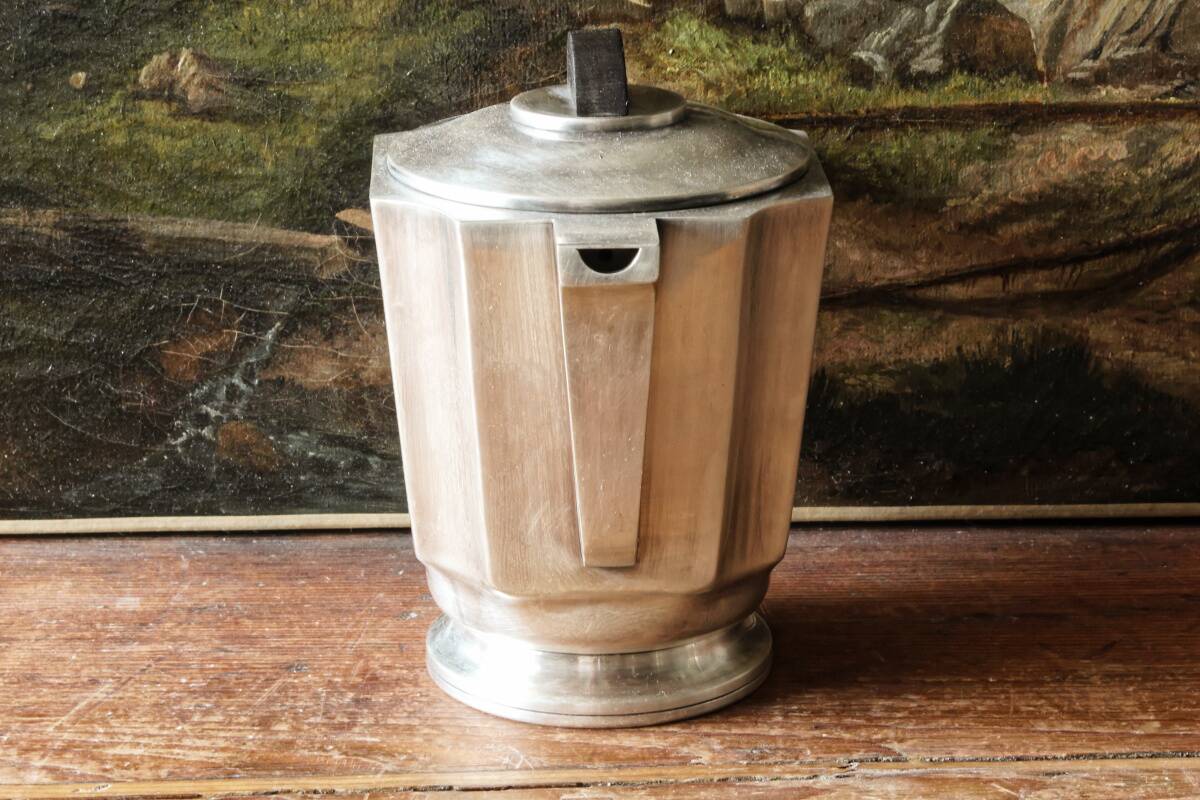 Service à café / thé, art déco en métal argenté et ébène