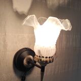 Art Deco wall light in brass with glass shade - mid 20th century.