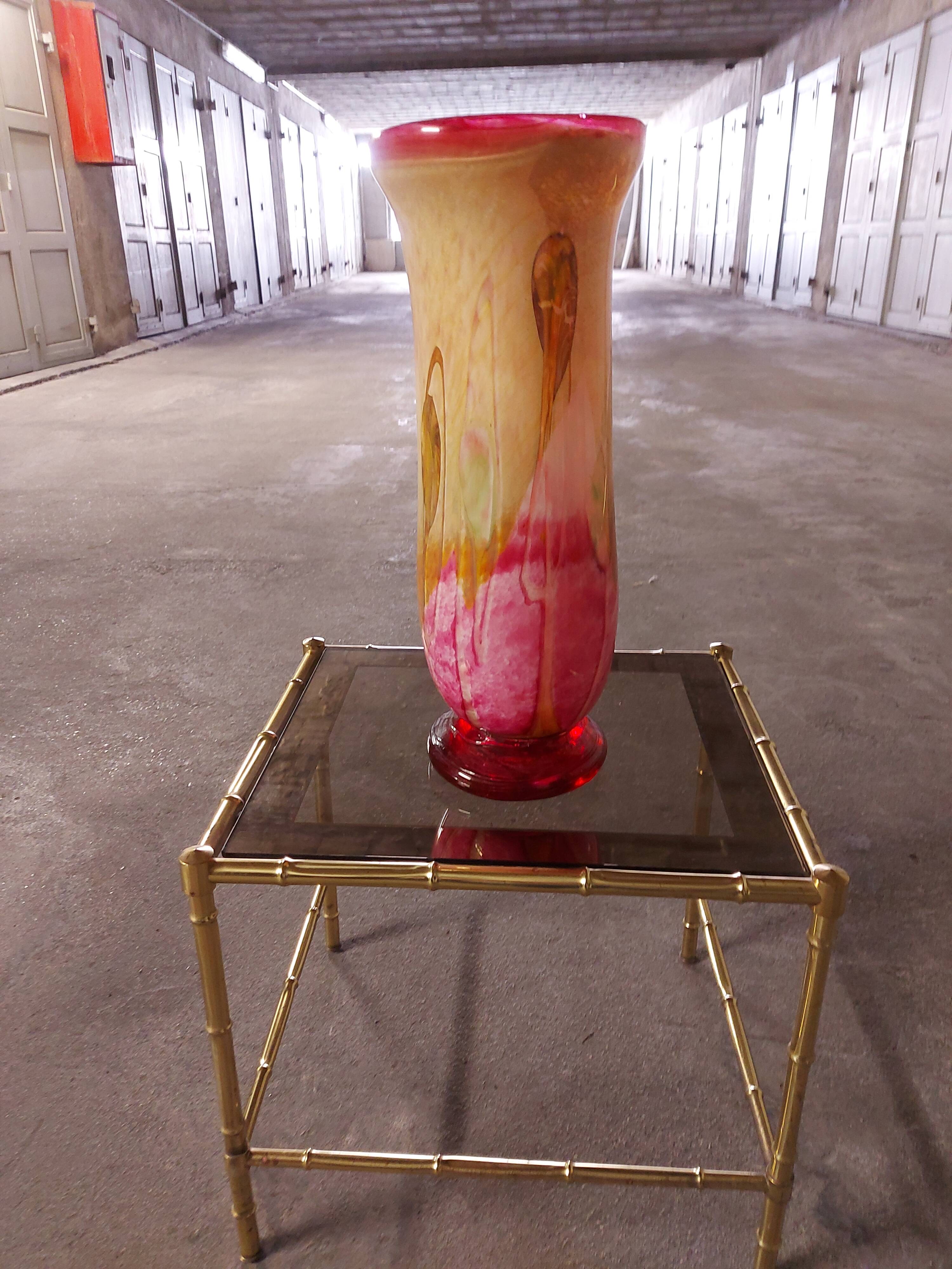 LARGE BIOT BLOWN GLASS VASE, SABA FRERES