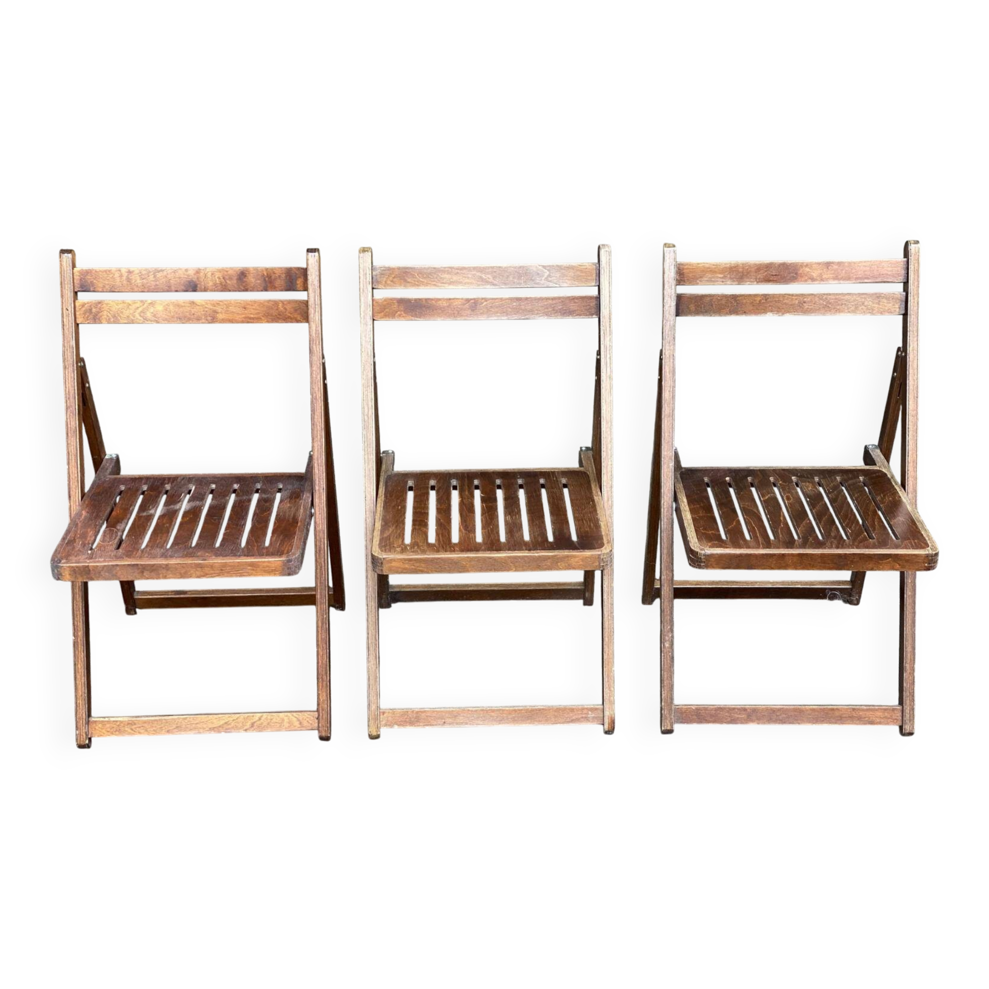 3 Scandinavian folding cane chairs 1950