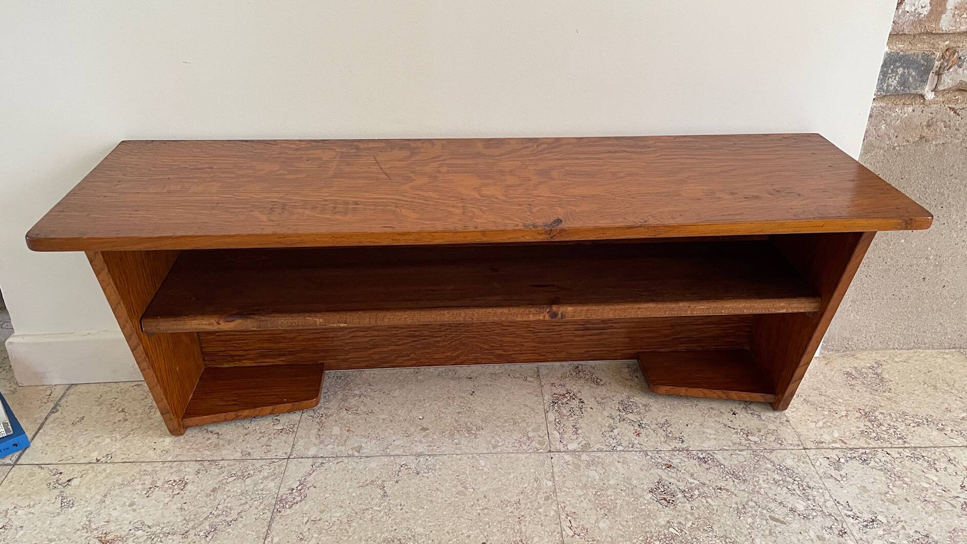 Geometric Wall Shelf Solid Oak Vintage