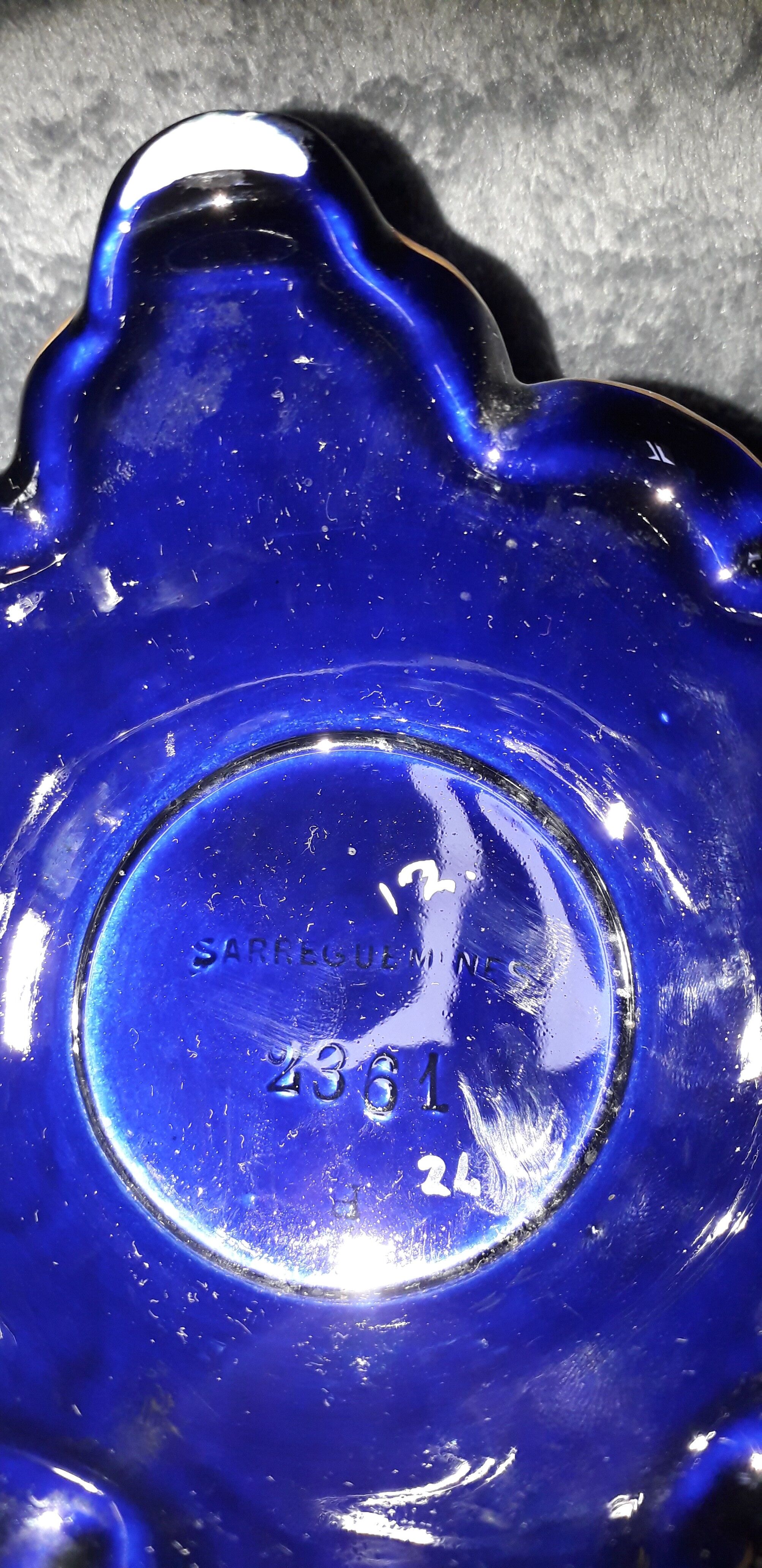 Midnight blue ceramic vase Sarreguemines