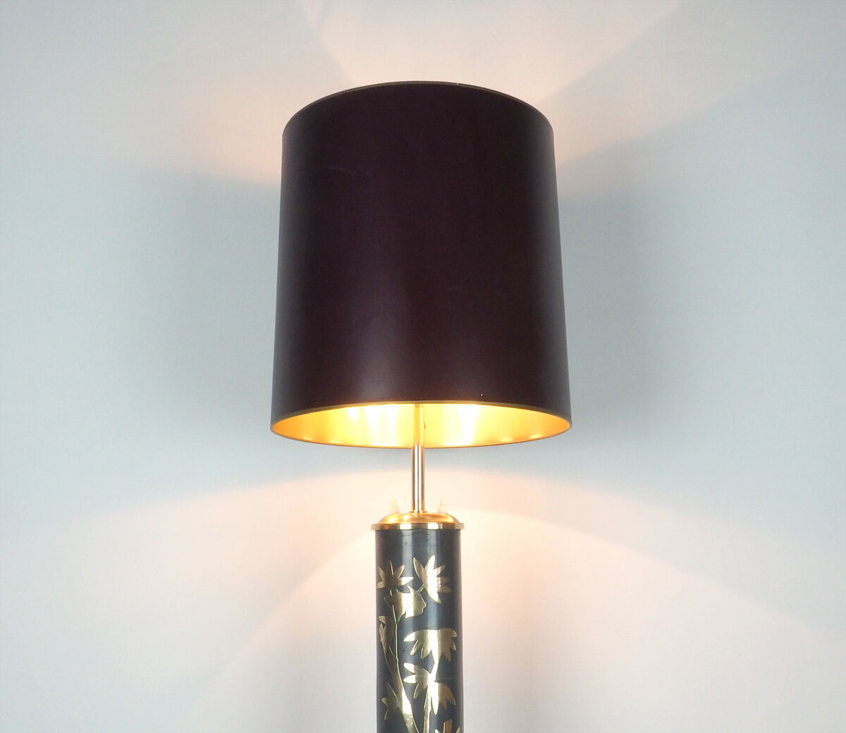 Set of 2 Chinese vintage table lamps with bamboo decor