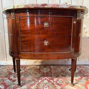Louis XVI half-moon commode in mahogany and marble