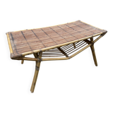 Rattan and bamboo coffee table