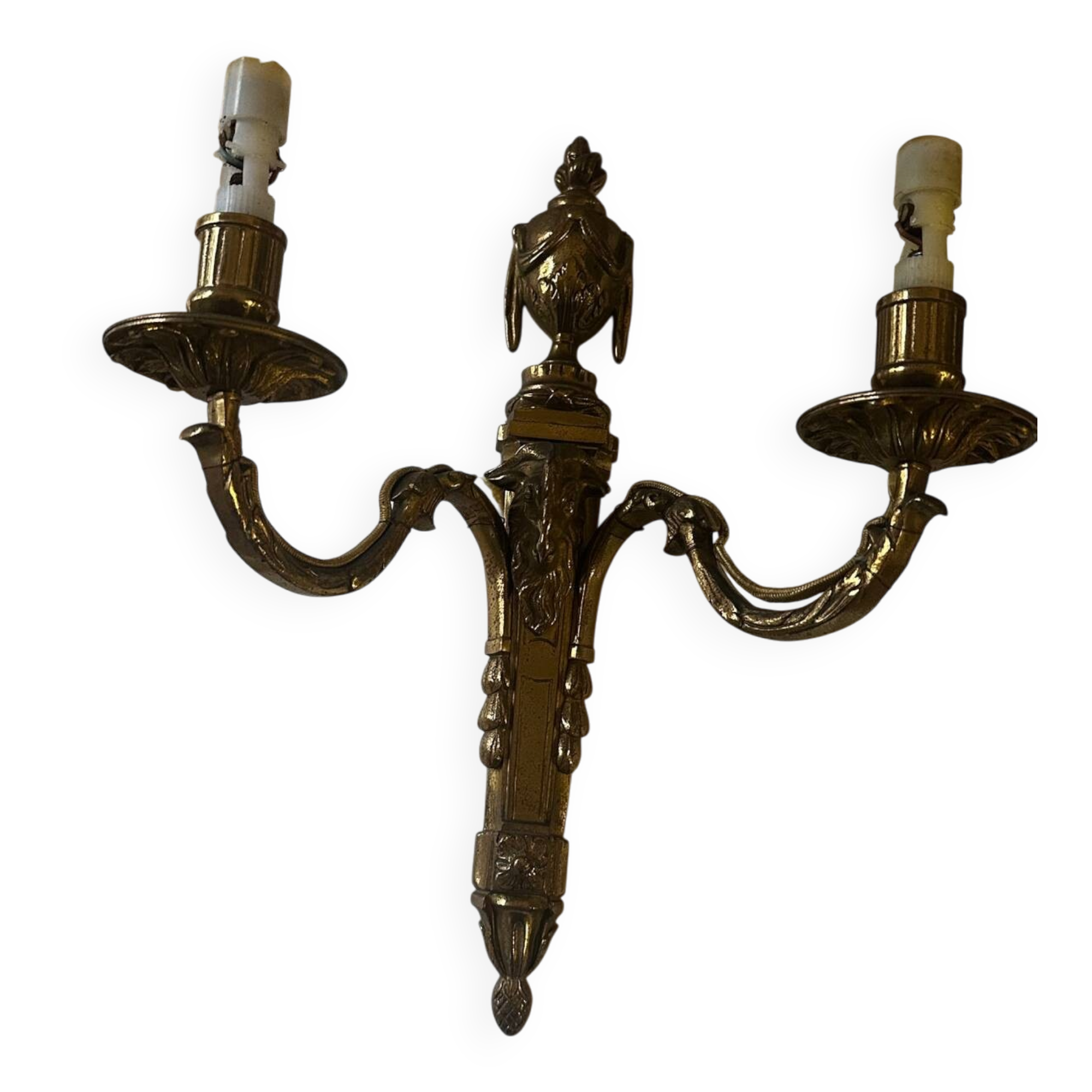 Brass wall sconce – goat head decoration – Louis XVI Empire style –