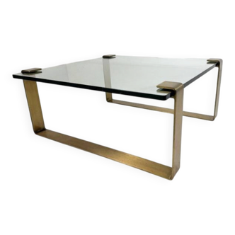 Mid-Century Brass and Glass Coffee Table, Ronald Schmitt, 1970s