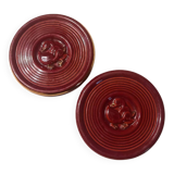 Pair of 1950s earthenware bottle coasters