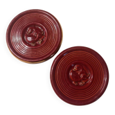 Pair of 1950s earthenware bottle coasters