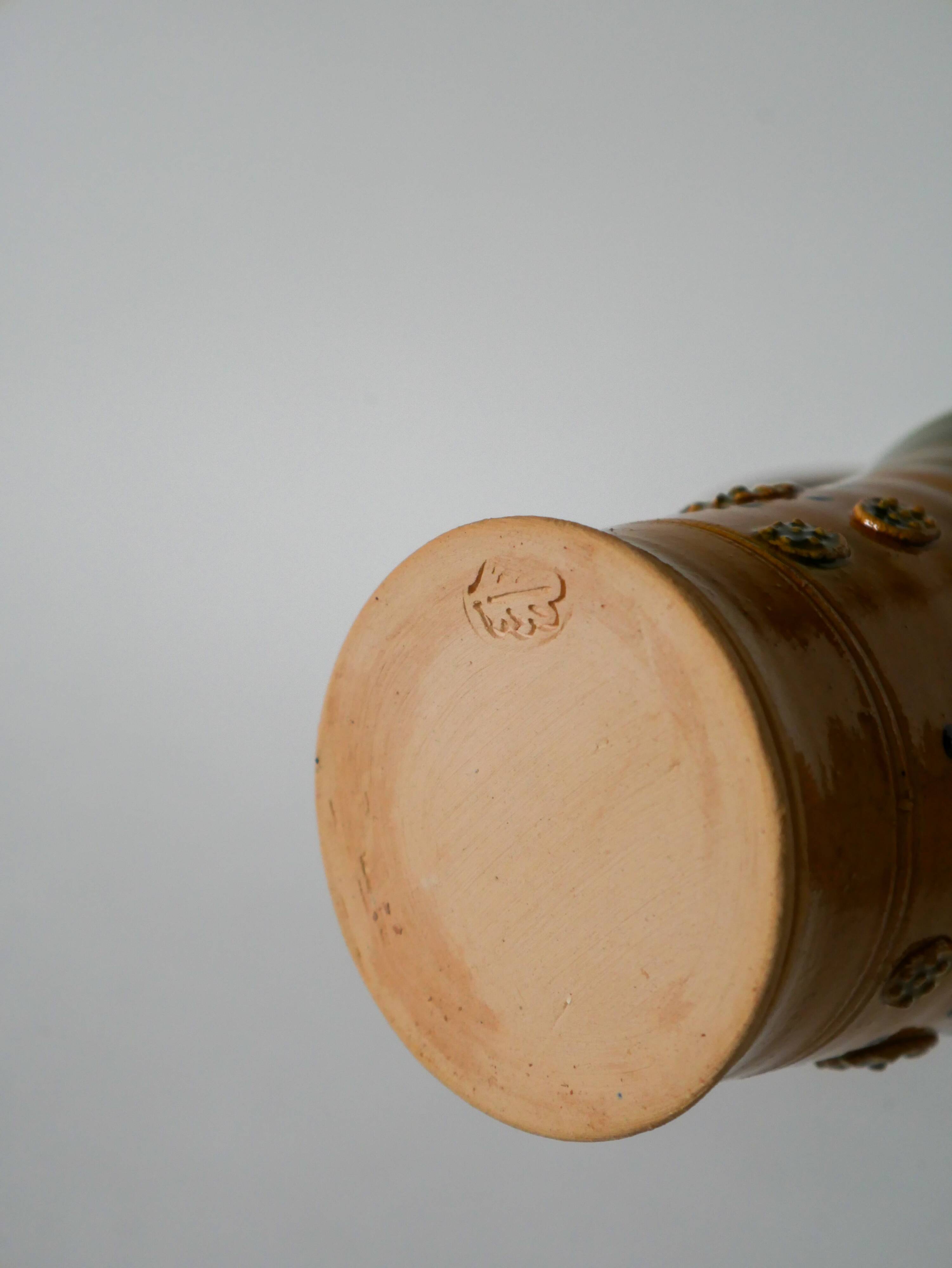 Pair of yellow and green ceramic/pottery cups, vintage, 1970