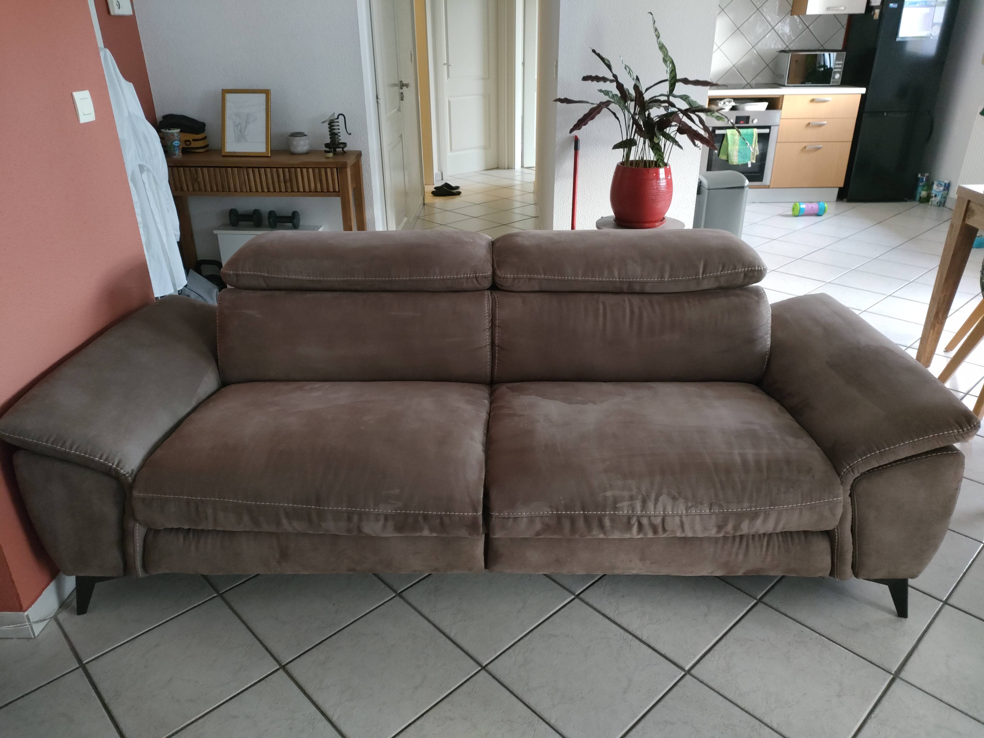 Newport 3-seater taupe microfibre sofa