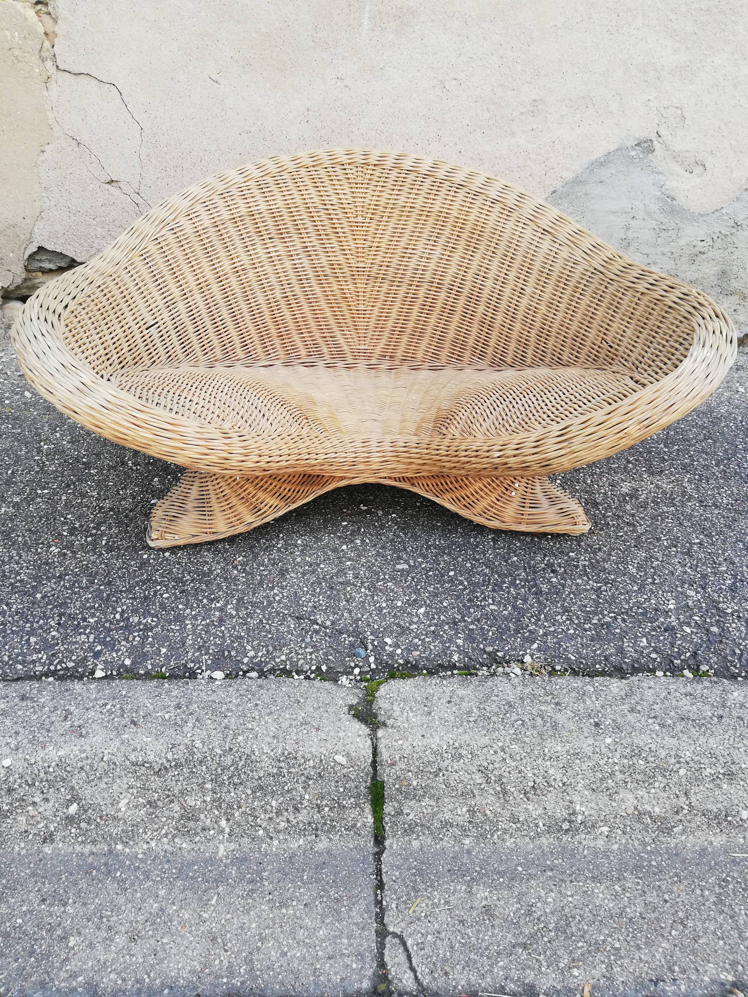 Fauteuil vintage de yoga rotin