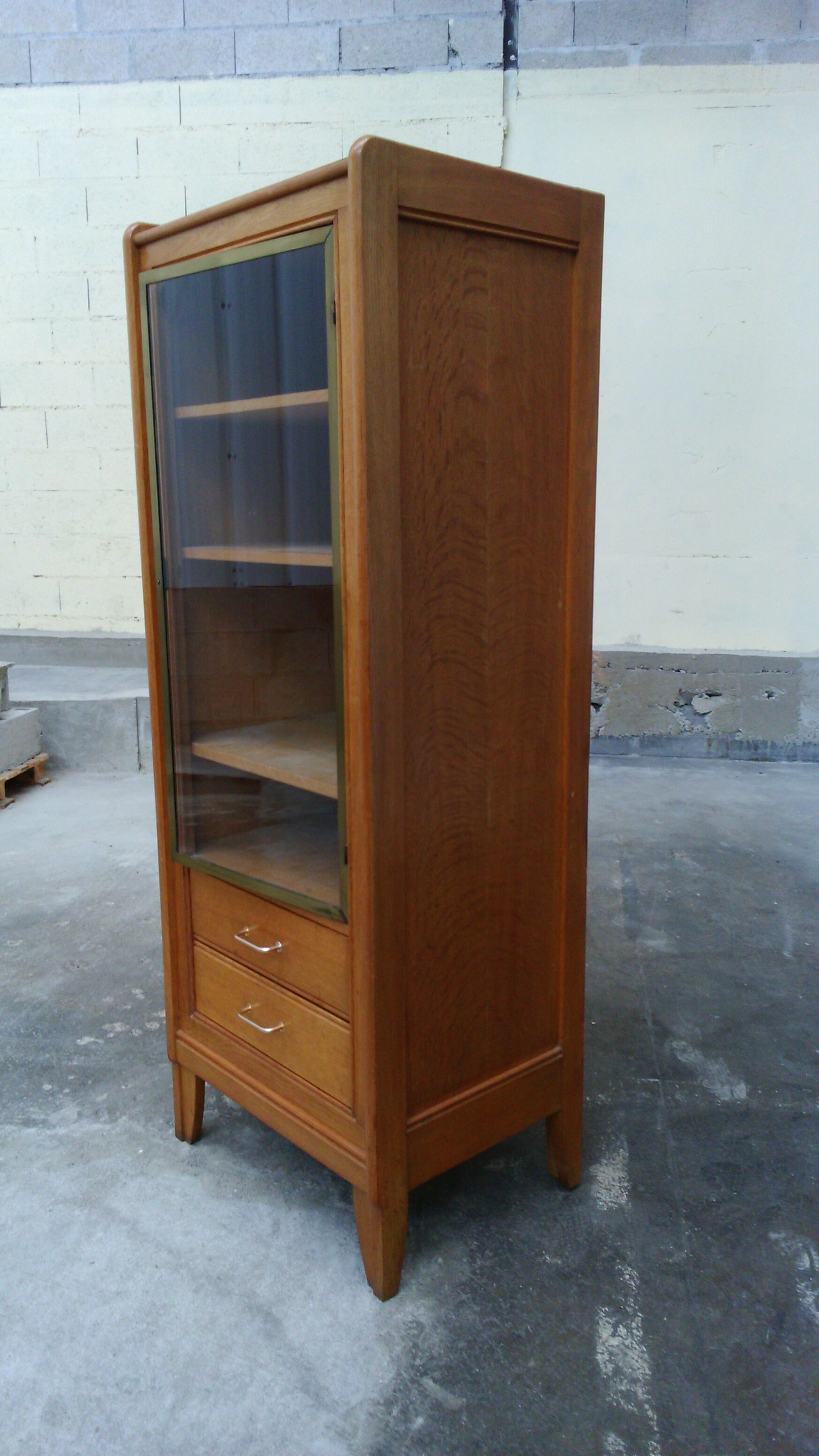 60s oak display case