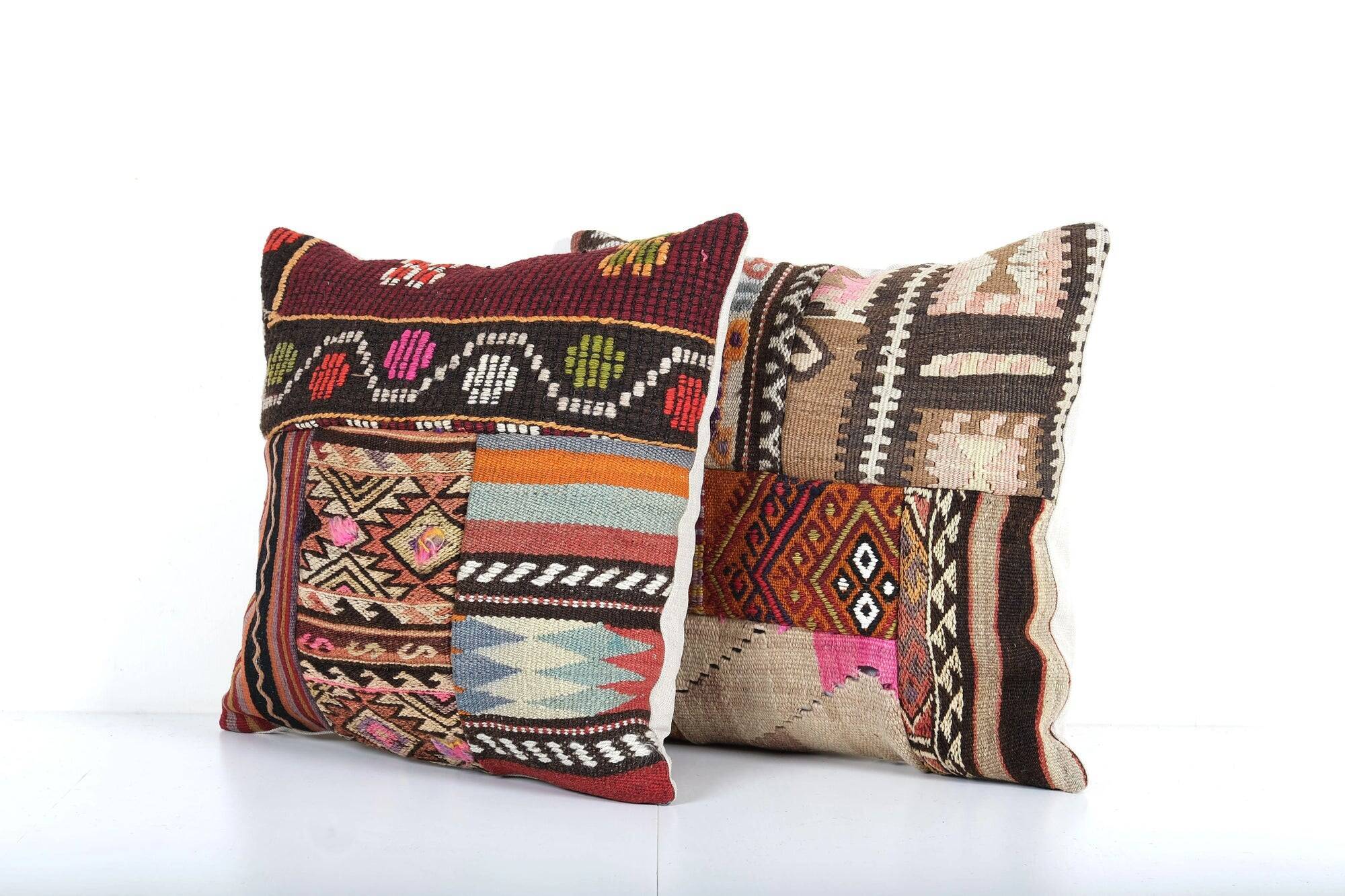 Set of 2 vintage kilim cushion covers 48x48 cm