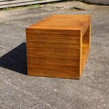 Set French Vintage Rattan Coffee Tables-2 Cuboid Deck Tables-80s