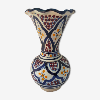 Vase céramique vintage peint à la main signé