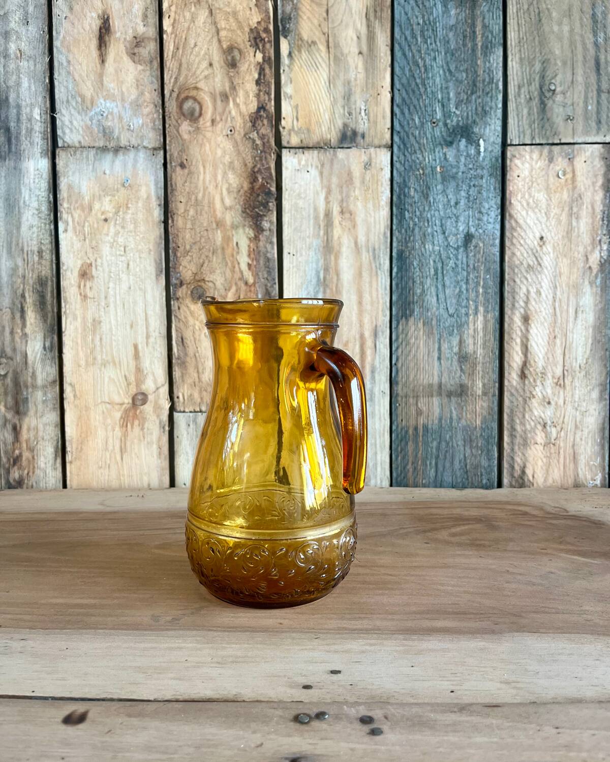 70s yellow glass pitcher
